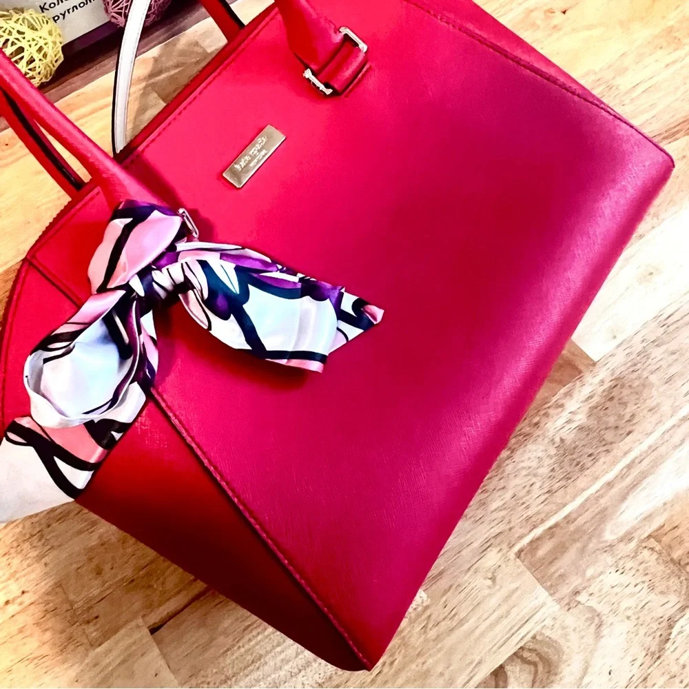 Kate Spade Tilden Place Pippa Satchel Hot Chili Red Saffiano Leather - Picture 13 of 14